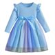 thumbnail image 1 of Odeerbi Niñas Lentejuelas Vestido Tul Arco Iris Primavera Otoño Vestido Manga Larga Lazo Cuello Redondo Malla Splicing, 1 of 4