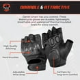 thumbnail image 6 of Daniel Smart Cowhide Leather Gloves – Fingerless Men Motorcycle Gloves with Gel Palm and Hard Knuckles, 6 of 6