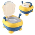 thumbnail image 2 of Asiento de entrenamiento para ir al baño Sincero Inodoro portátil para bebés diseño de mono amarillo, 2 of 10