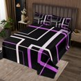 thumbnail image 2 of YST Abstract Geometry Bedding Queen Size Rectangle Square Bedspread Set, Black and Purple Quilt Set Modern Mid Century Coverlet Set, Aesthetic Bed Set Kids Teens Room Decor, 2 of 5