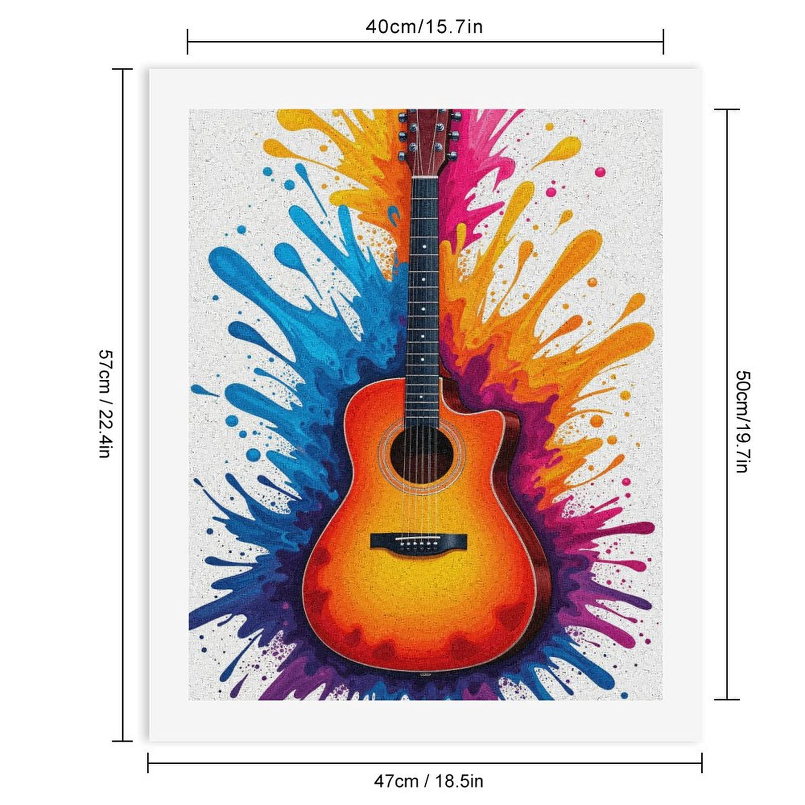 Paint By Numbers Kit for Adults Beginner - DIY Colorful Guitar Splash Art Canvas Painting Kits for Adults, Frameless Paint By Number for Adults for Home Wall Decor 16x20 Inch