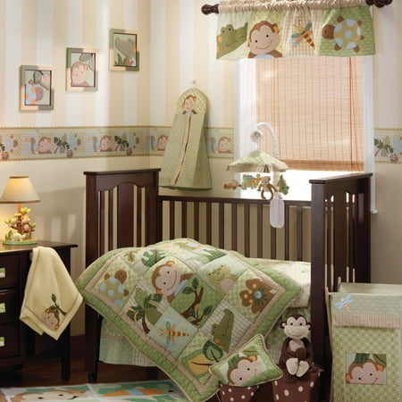 Lambs Ivy Papao 6 Piece Crib Bedding Set Brown Beige Green Animals Lambs Ivy Papao 6 Piece Crib Bedding Set Brown Beige Green Animals