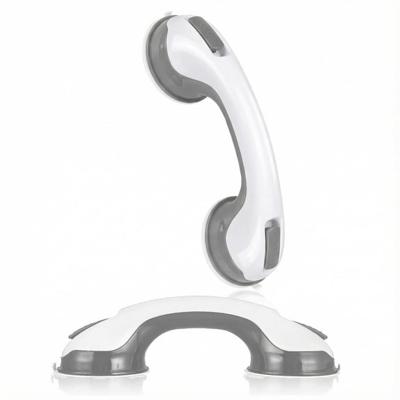 MICANO 12" Suction Cup Grab Bars for Shower and Bathtub, No-Drill Bathroom Safety Handle for Seniors, 2 Pack (Gray/White)