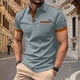 thumbnail image 5 of Tops de Verano Ligeros de Manga Corta de los Hombres Cuello Redondo Botón Soporte Cuello Transpirable Casual Tee, 5 of 6