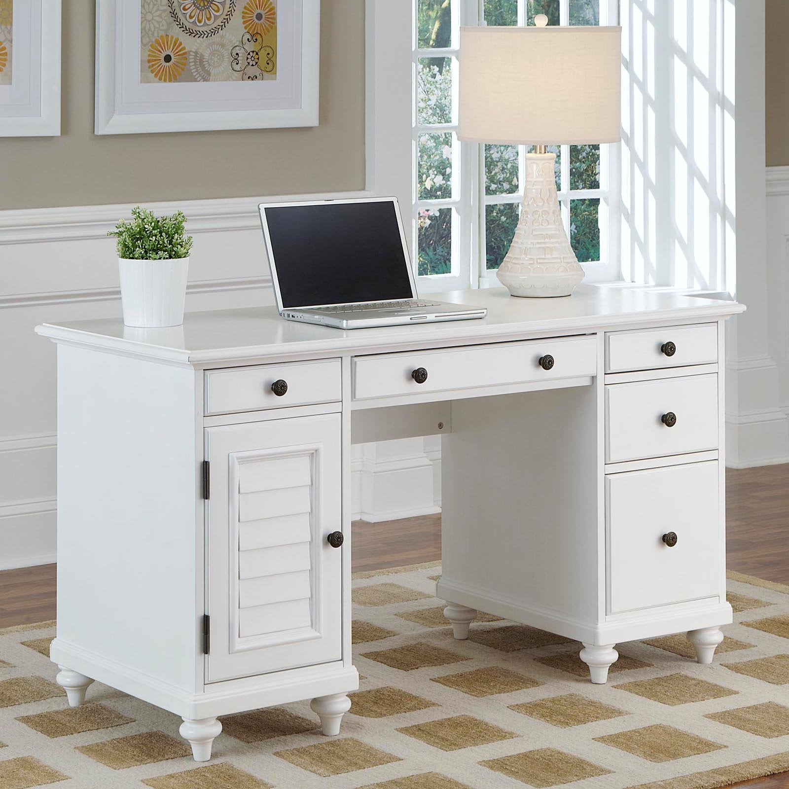 Bermuda Brushed White Pedestal Desk