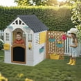 thumbnail image 3 of Dolu: Garden Playhouse With Fence - White-Grey-Yellow - Outdoor-Indoor Toy, Chalkboard Door, Durable Charming Design, Easy Assembly, Kids-Toddlers 2+, 3 of 7