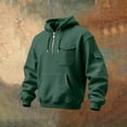 thumbnail image 6 of LWavelet Men's Quarter Zip Hoodie with Utility Pockets - Casual Everyday Fall Winter Pullover Dark Green 3XL, 6 of 6
