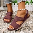 thumbnail image 6 of Hopeusnice Wedges Shoes for Women Open Toe Sandals Breathable Non-Slip Thick-Soled Wedge Heel PU Materials Summer Shoes Women's Wedges Shoes Soft Trendy Lightweight Walking Shoes Purple 40, 6 of 7