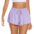 thumbnail image 2 of Workout Athletic Shorts for Womens 2 In 1 Double Layer Flowy Hem Running Shorts Biker Shorts Quick-Drawstring High Waisted Gym Yoga Tennis Shorts Butterfly Skirt, 2 of 8