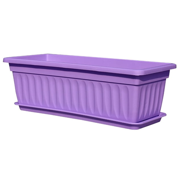 Flower Window Pp Resin Rectangular Window Planters Vegetables Growing Container Garden Flower Plant Pot for Balcony with Tray