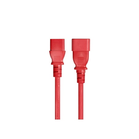 UPC: 0889028087947 | Monoprice Power Extension Cable / Cord – 3 Feet – Red | 18AWG 3 Conductor PC/Mon 10A (IEC 60320 C14 to IEC 60320 C13)