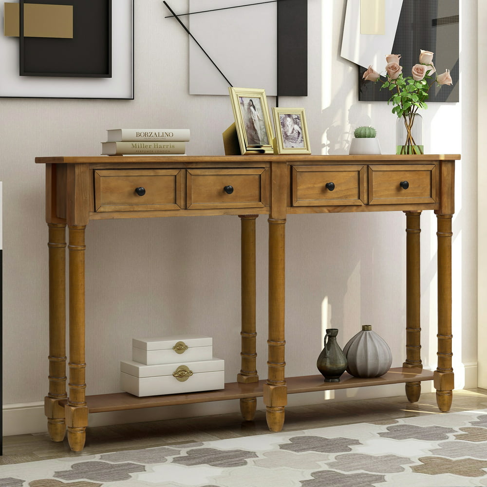 Parsons Console Table with 2 Big Drawers, 58'' x 11'' x 34