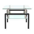 thumbnail image 7 of O'Force Rectangle Black Glass Coffee Table, Clear Coffee Table, Modern Side Center Tables for Living Room, 7 of 7