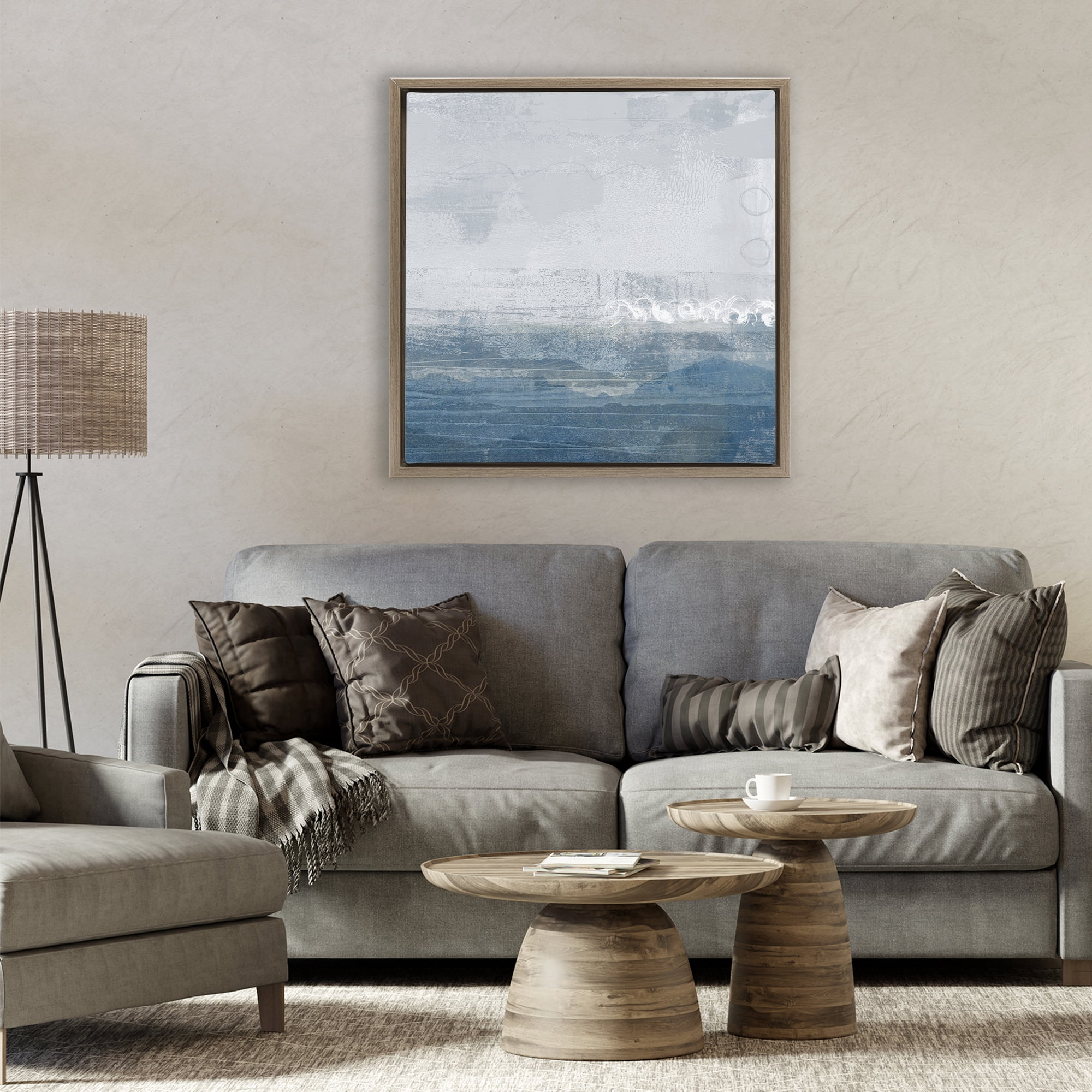 Stupell Industries Ocean Tide Abstract Brown Framed Floater Canvas Wall Art, design by Dan Meneely