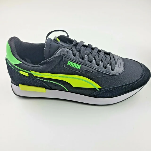 PU & MA Future Rider Two Fold Mens Size 11 Running Shoes Black & Yellow Alert NEW
