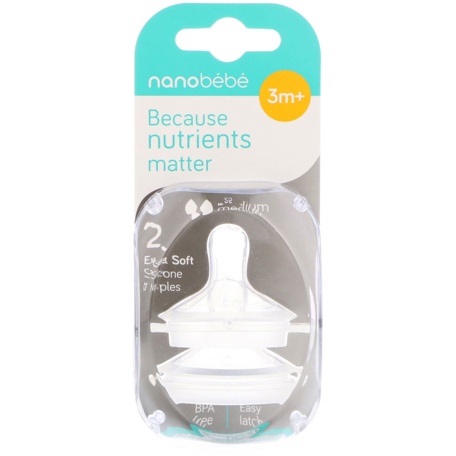  Nanobebe Silicone Nipples Triple Vented Twin-Pack