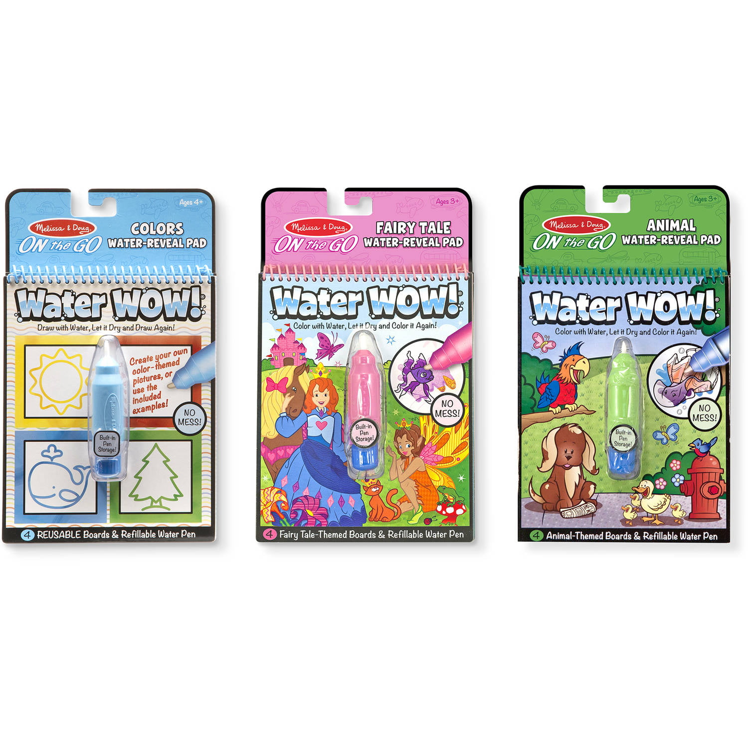 Melissa &#38; Doug On the Go Water Wow! Activity Pads Set - Colors and Shapes, Fairy Tales, Animals