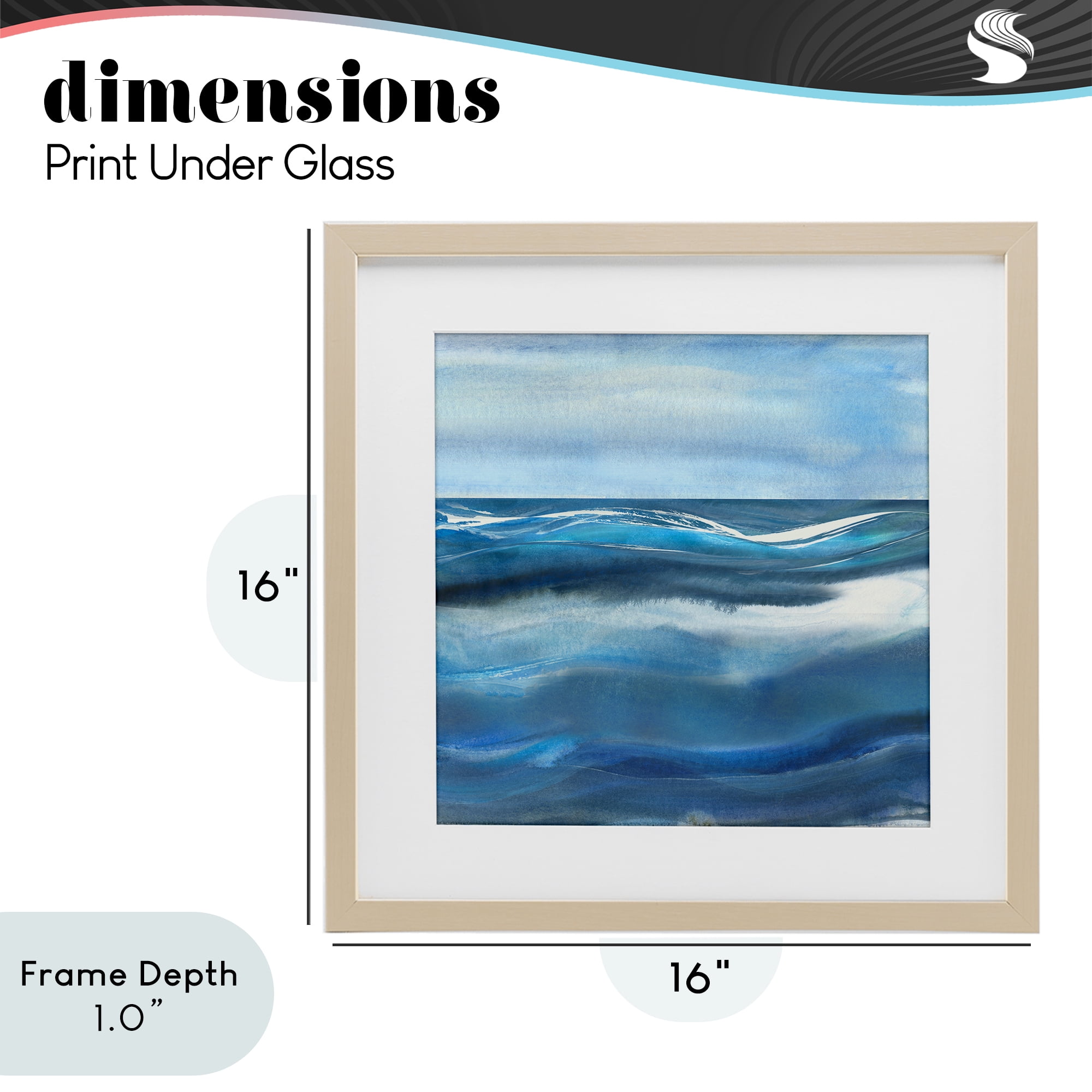 Stupell Industries Calm Expanse of Ocean Waves Birch Framed Print Under Glass, design by Susan Jill