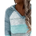 thumbnail image 3 of FASHIONWT Women Fall V-Neck Long Sleeve Pullover Matching Color Hooded Jumper Sweater, 3 of 4