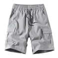 thumbnail image 6 of HKYNLAG Mens Cargo Shorts Elastic Waist Drawstring Casual Work Shorts Summer Hiking Outdoor Shorts with 4 Pockets Light Gray 2XL, 6 of 6
