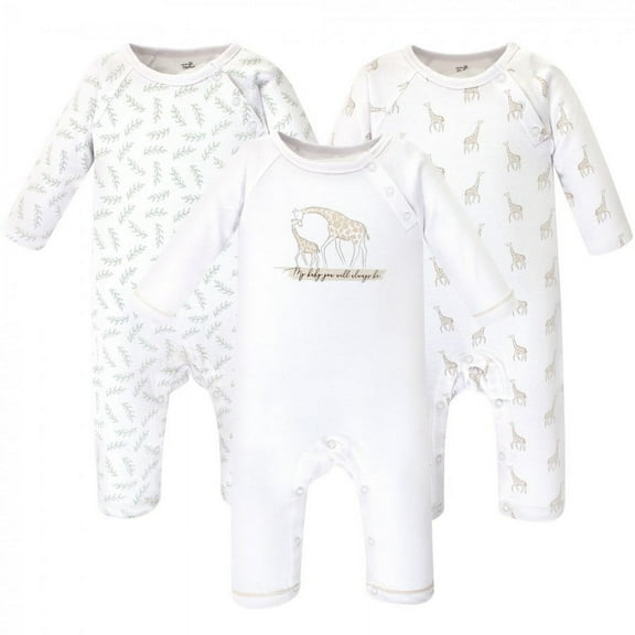 Touched by Nature Baby Organic Cotton Coveralls 3pk, Little Giraffe, 0-3 Months