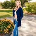 thumbnail image 3 of Women's Open Front Ribbed Cardigan with Long Sleeves and Front Pockets - X Large, Navy, 3 of 7