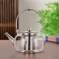 thumbnail image 4 of Thickened Glass Teapot Transparent Teapot Filter Teapot Home Heat- Flower Teapot Silver, 4 of 9