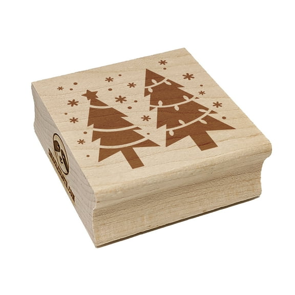 Holiday Christmas Trees Snowflakes Square Rubber Stamp Stamping Scrapbooking Crafting - Small 1.25in