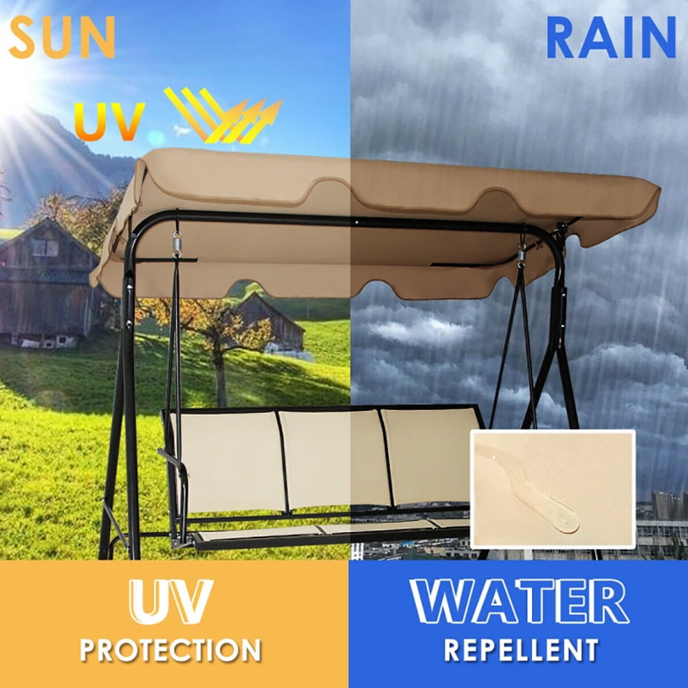 Aimee Lii 3 Person Steel Frame Patio Swing with Polyester Angle and Adjustable Canopy, Outdoor Swing Chair, Brown Aimee Lii 3 Person Steel Frame Patio Swing with Polyester Angle and Adjustable Canopy, Outdoor Swing Chair, Brown