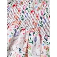 thumbnail image 6 of Infant Baby Girls 2Pcs Spring Outfits Short Sleeve Bunny Floral Print Smocked Romper + Headband Set, 6 of 9