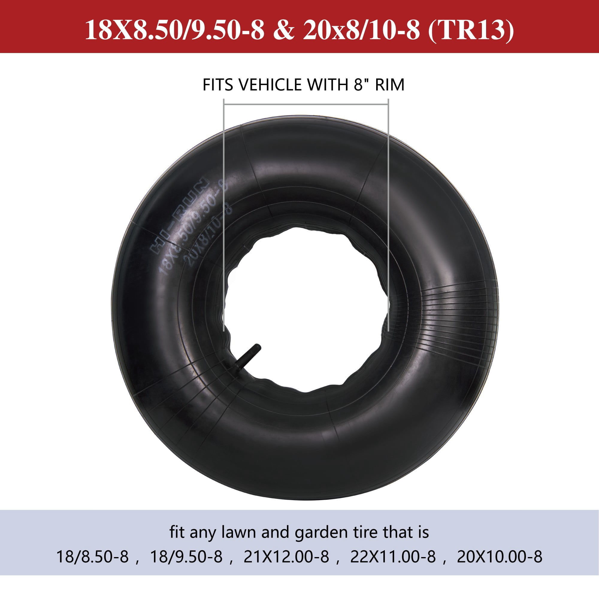 Hi-Run 18X8.50/9.50-8 Butyl Inner Tube TR13 for Lawn Mower & Garden Tractor Tires