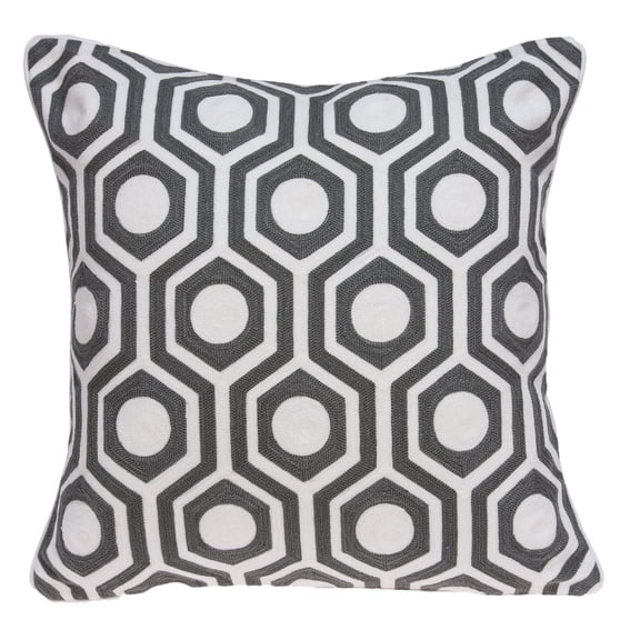 Nassau Collection Geometric Hexagonal Pattern Cotton Throw Pillow - 20" - Gray and White