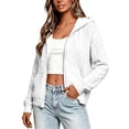thumbnail image 5 of Inverlee Womens Cable Knit Full Zip Hooded Cardigan Ribbed Cuffs Side Pockets Long Sleeve Sweatshirts Casual Outerwear Loungewear Tops White XXXL, 5 of 8