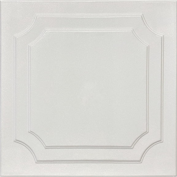 20x20 Styrofoam Ceiling Tiles Glue-Up Decorative Panels for Easy DIY Install, Home & Basement Renovation. R8 Enea, Plain White, Lot/8