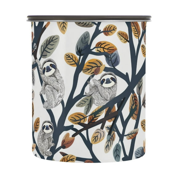 Sloth on Branches Airtight Coffee Bean Canister 30oz Food Storage Containers with Lids For Gournd, Tea, Sugar, Flour, Rice, Cereal, Candy Cookie Jar