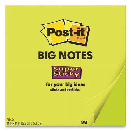 Post-It Notes Super Sticky Big Notes, 11 X 11, Green, 30 Sheets