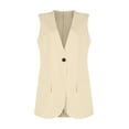 thumbnail image 7 of Ladies Summer Casual Sleeveless V-Neck Single Breasted Solid Blazer Vest Khaki L, 7 of 7