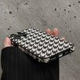 thumbnail image 6 of Houndstooth Leather Phone Case for iPhone 12 Pro Black White Checkered Grids Luxury Stylish Chic Aesthetic Classy Design Full Side Camera Protective Girls Women 12pro 6.1" Cover, 6 of 9