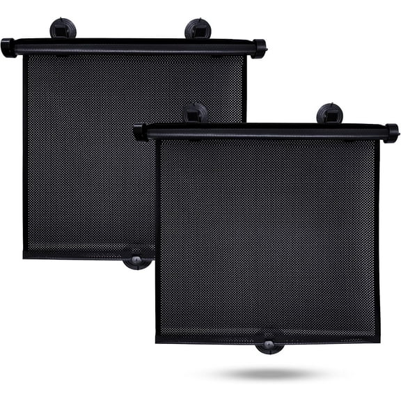 2-Piece Car Side Window Sunshades, Retractable Privacy Shades Effectively blocks heat and UV glare Universal fit for most vehicles (17.7“ x 23.6”)