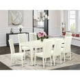 thumbnail image 2 of East West Furniture Dover 9-piece Wood Dining Table and Chair Set in Linen White, 2 of 6