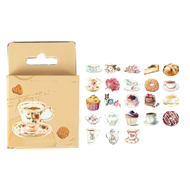 46 pegatinas decorativas reutilizables para álbumes de recortes, juego de pegatinas de postre retro para diario, sobre, cuaderno