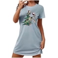 thumbnail image 5 of Camisón corto de talla grande para mujer, camisón de manga corta con estampado de pecho a la moda, camisón para mujer, 5 of 5