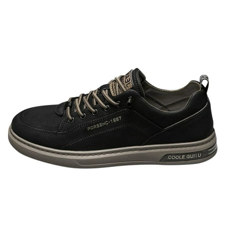 KELINFONG Black Fashion Sneakers for Men Mens White Casual Shoes Low Top Lace up Skate Shoes