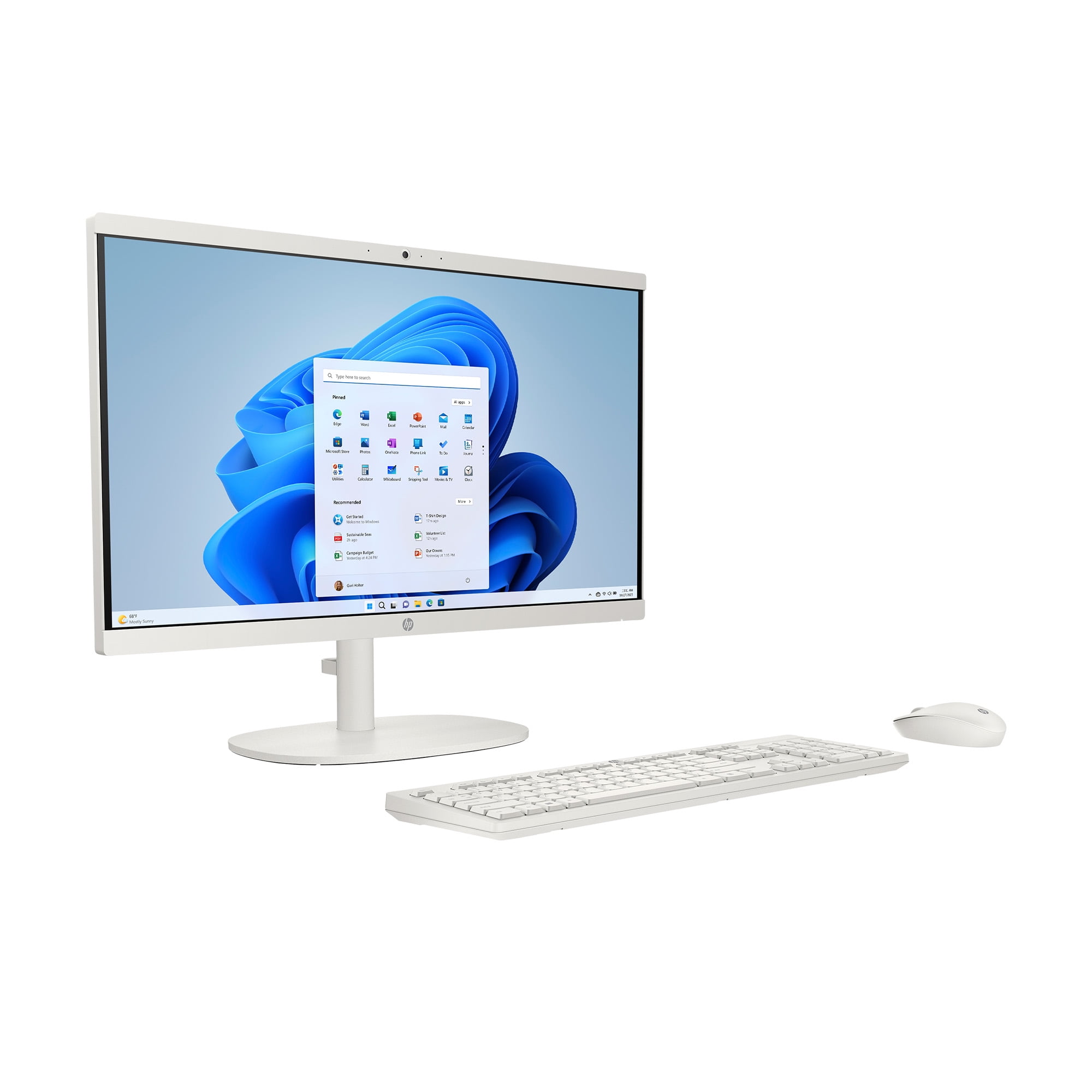 HP 21.45 inch All-in-One Desktop PC FHD Pentium 8GB 128 SSD Windows 11 Home in S Mode Cashmere White
