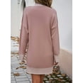 thumbnail image 4 of Striped Mock Neck Long Sleeve Sweater Dress – Effortless Style Meets Cozy Comfort, 4 of 11