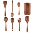 thumbnail image 1 of Precio sorpresa!Juego de utensilios de cocina de teca natural - Cuchara de cocina de agarre cómodo, cuchara de madera para cocinar - Juego de utensilios de madera para cocinar, utensilios de cocina, 1 of 8