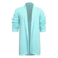 thumbnail image 2 of DHFJKG Men's Long Sweater Cardigan Jacket Knee-Length Long Sleeved Shawl Collar Non Pocket Open Front Knitted Coat Casual Fall Winter Outdoor Solid Color Versatile Outerwear, 2 of 5