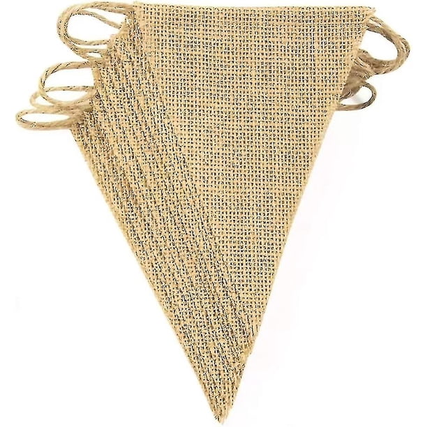 Banderín con cadena, tela de lino, cuerda de cáñamo, decoración triangular, juego de banderas de 13x17cm para fiesta de cumpleaños y boda