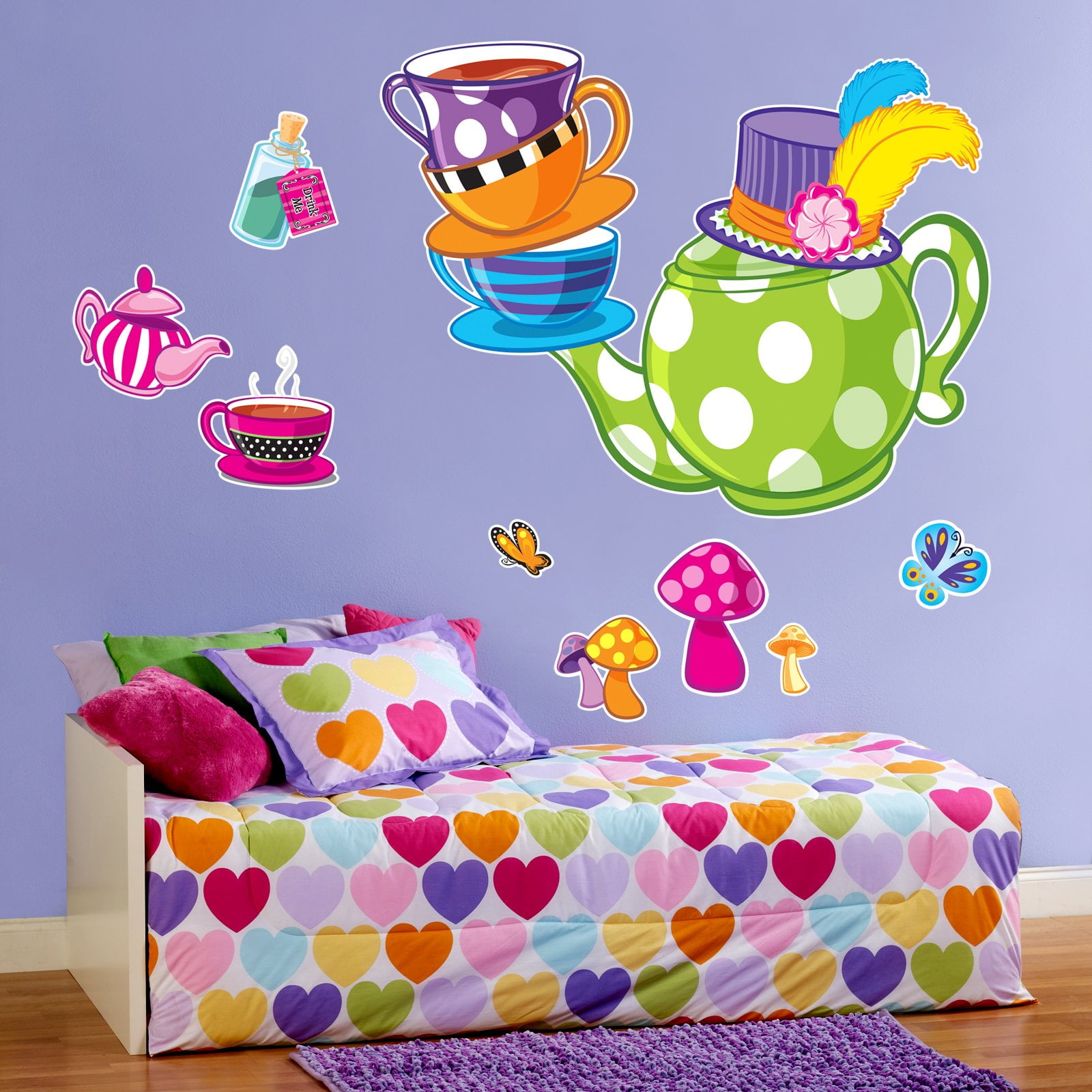 Topsy Turvy Tea Party Giant Wall Decals Walmart Com