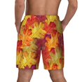thumbnail image 3 of Kdxio Autumn Leaves Print Men'S Swim Trunks With Compression Liner 7 Inch Inseam Quick Dry Swim Shorts, 3 of 7